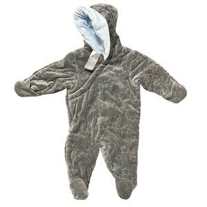 FIRST IMPRESSIONS BABY BOYS QUILTED HOODED FOOTED SNOWSUIT, NWT